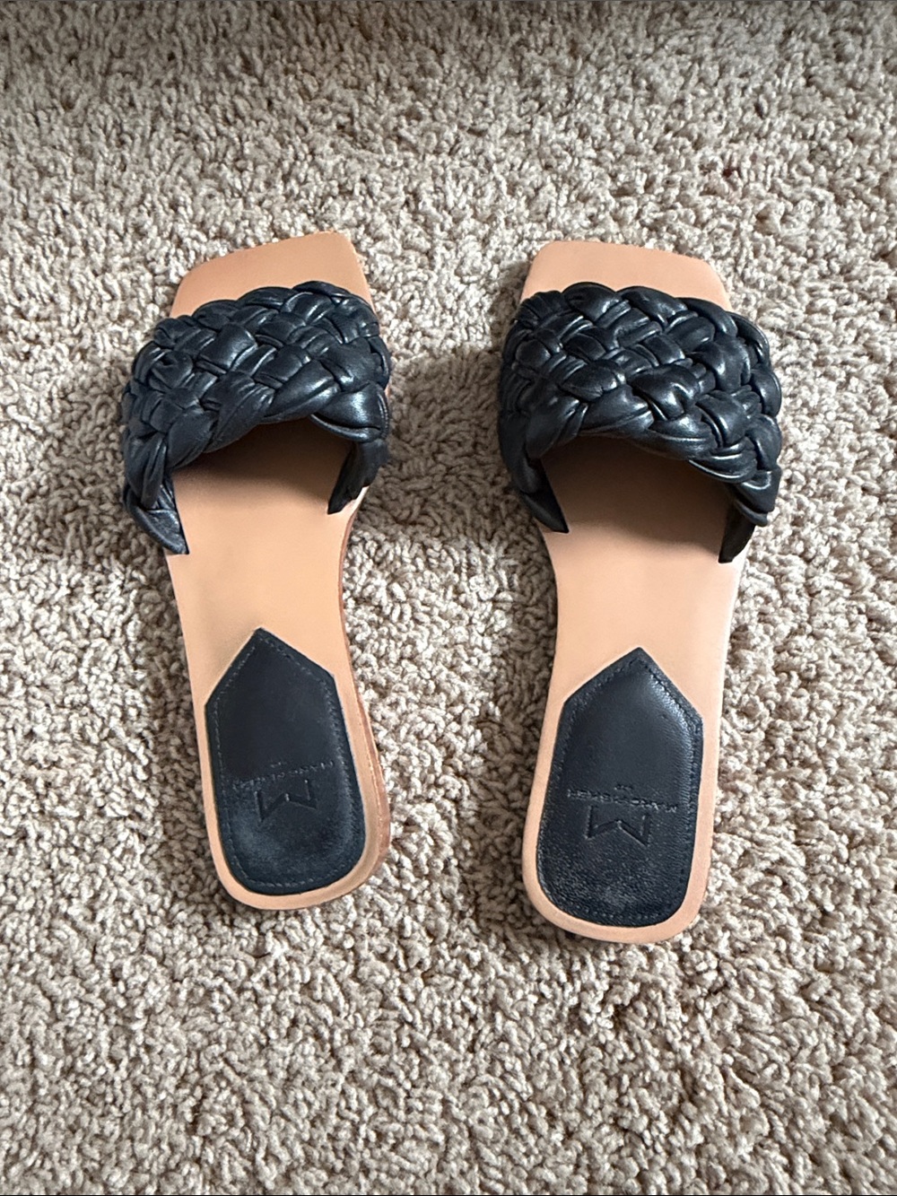 Marc Fisher Black Braided Slide Sandals